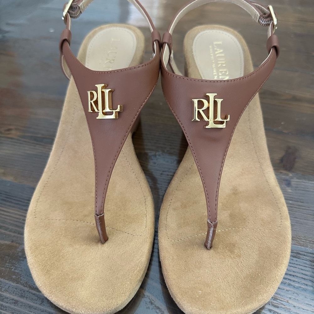 Lauren Ralph Lauren Tan Sandals with Gold Accents